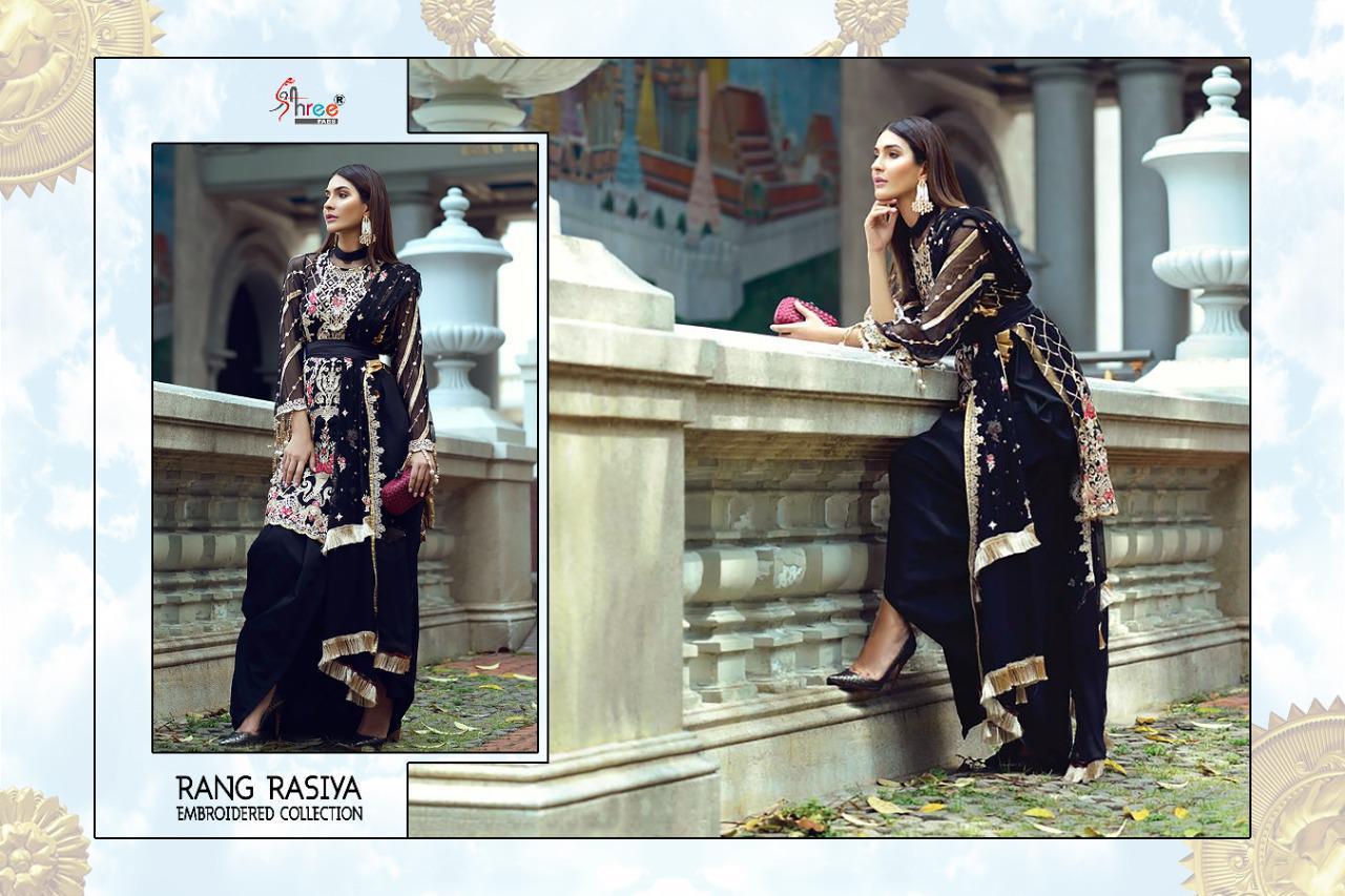 Shree Rang Rasiya Georgette With Heavy Embroidery Collection   Dupatta Net Naznin Banarshi  
